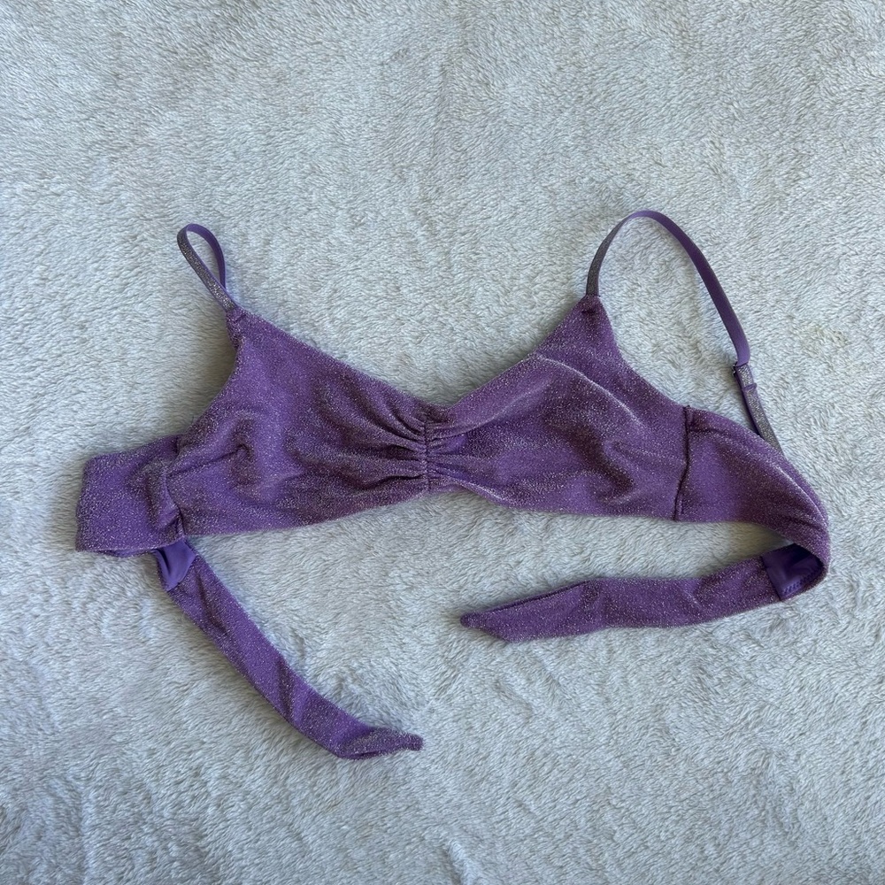 H&M Lilac Shimmery Tie-Back Bikini Top